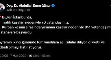 İstanbul - İstanbul İl Sağlık Müdürü Güner: Kurban kesimi sırasında yaşanan kazalar nedeniyle 814 vatandaşımız hastanelere başvurdu
