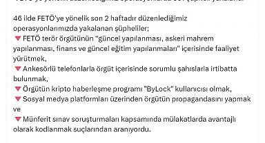 Son 2 haftada FETÖ'ye yönelik operasyonlarda 361 şüpheli yakalandı
