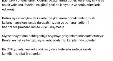 AK Parti'li Çelik: CHP yöneticilerinin Cumhurbaşkanımıza dönük ifadelerini kınıyoruz