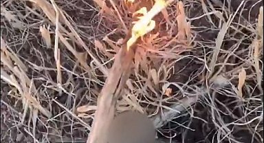 Anız yakıp görüntüleri paylaşan 15 yaşındaki şüpheliye gözaltı