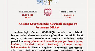 Ankara Valiliği'nden kuvvetli rüzgar ve fırtına uyarısı