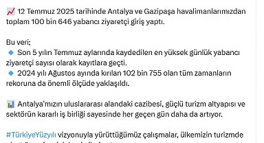 Antalya'ya 1 günde 100 bin yabancı turist geldi