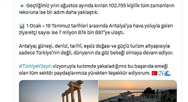 Antalya'ya 1 günde 102 bin 6 yabancı turist geldi