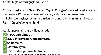 Bakan Tunç: İlk aşamada 5 bin personel alımı yapacağız