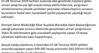 Bakan Yerlikaya: Orman yangınlarına ilişkin provokatif paylaşım yapan 13 hesap hakkında işlem başlatıldı