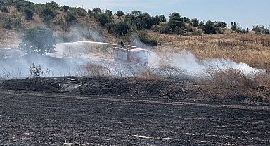 Bursa'da buğday tarlasında çıkan yangın, ağaçlık alana sıçradı