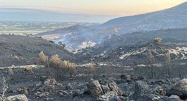 Çanakkale'deki orman yangını 2'nci günde; yanan alanlar dronla görüntülendi