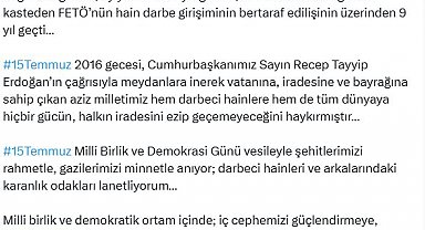 Cevdet Yılmaz'dan 15 Temmuz mesajı