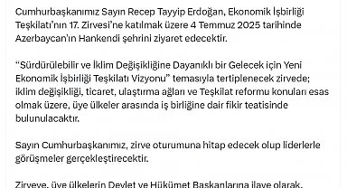 Cumhurbaşkanı Erdoğan, yarın Azerbaycan'a gidecek