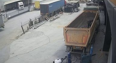 Damper kapağının başına çarptığı şoförün öldüğü olayın görüntüleri ortaya çıktı