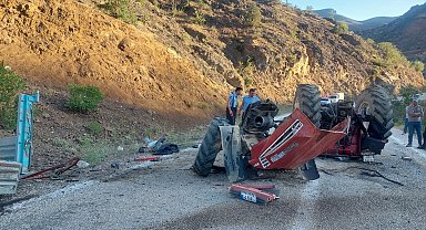 Devrilen traktörün sürücüsü öldü