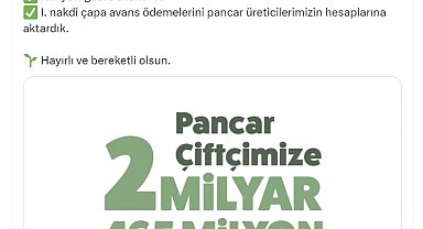 Gübre avansı ve 1'inci nakdi çapa avans ödemeleri hesaplara yatırıldı