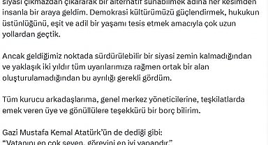 İstanbul- Gelecek Partisi İstanbul Milletvekili Doğan Demir istifa etti