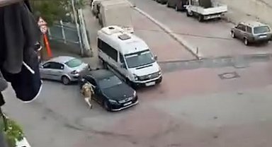 İstanbul - Kağıthane'de otomobillerin aynalarını tekmeleyip kırdı; tepki gösteren güvenlik görevlisine saldırdı