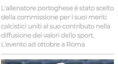 Jose Mourinho, Uluslararası "Akdeniz Mükemmellik Ödülü" törenine davet edildi