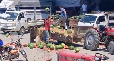 Karpuzları yere atıp, parçalayan üreticiler hakkında işlem başlatıldı