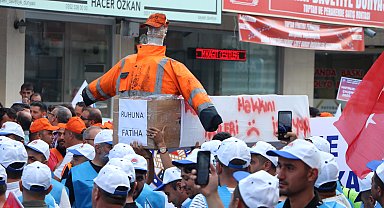 Kayseri'de kamu işçilerinden tabutlu eylem