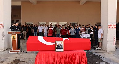 Kazada hayatını kaybeden astsubay eşi için düzenlenen törene sedye ile getirildi