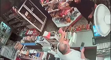 Market sahibine palalı saldırı kamerada