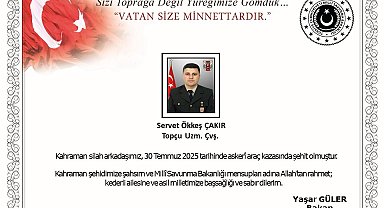 MSB: Edirne'de askeri araç kazasında 1 silah arkadaşımız şehit oldu