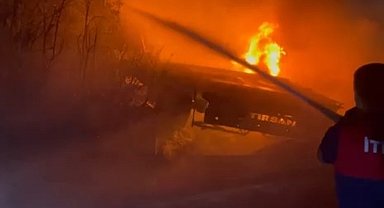 Şırnak'ta kaza yapan TIR'da çıkan yangın, ormana sıçradı