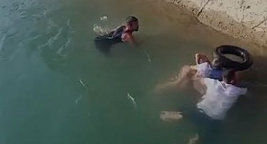 Sulama kanalına düşen çocuğu vatandaşlar kurtardı; o anlar kamerada