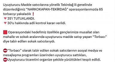 Tekirdağ'da uyuşturucu operasyonunda 35 tutuklama