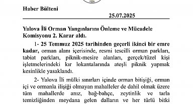 Yalova'da ormanlara girişler yasaklandı