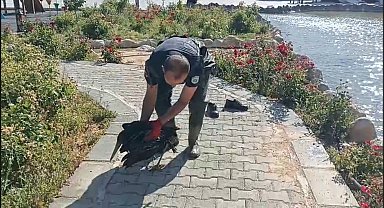 Yaralı leyleği itfaiye ekipleri kurtardı