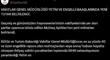 Yetim ve engelli muhtaç aylığı 7 bin 326 TL oldu