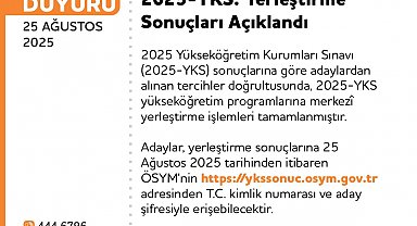 2025-YKS yerleştirme sonuçları açıklandı