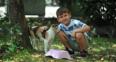 6 yaşındaki Dorukhan, her gün takipçisi kadar sokak hayvanı besliyor