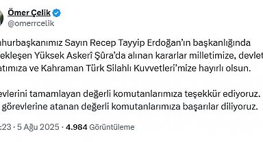 AK Parti'li Çelik: YAŞ kararları milletimize hayırlı olsun