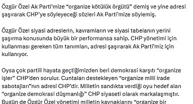 AK Parti'li Çelik'ten Özgür Özel'e tepki: Siyasi navigasyonunu güncellesin