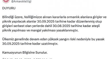 Ankara'da ateşli piknik yasağı uzatıdı