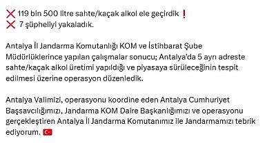 Antalya'da sahte-kaçak içki imalatçılarına operasyon: 7 gözaltı