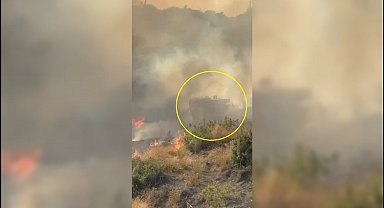 Arazöz alevlerin arasında kaldı; telsizle yardım isteyip son anda kurtuldular