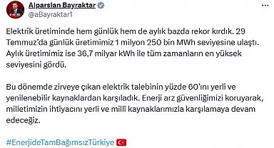 Bakan Bayraktar: Elektrik üretiminde hem günlük hem de aylık rekor kırdık
