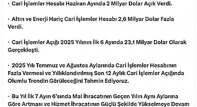 Bakan Bolat: Temmuz ve ağustos aylarında cari fazla bekliyoruz