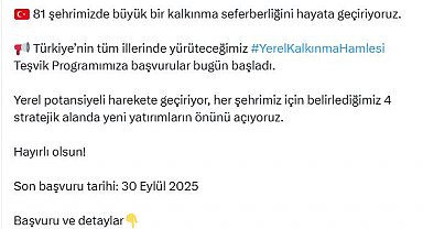Bakan Kacır: Yerel Kalkınma Hamlesi Teşvik Programımıza başvurular başladı