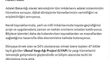 Bakan Tunç: e-Tebligat ile 24 milyar 358 milyon TL tasarruf ettik