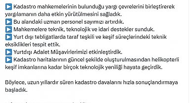 Bakan Tunç: Sıfır Kadastro Dosyası Projesi kapsamında 12 bin 887 karar verildi