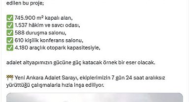 Bakan Tunç: Yeni Ankara Adalet Sarayı, hızla inşa ediliyor
