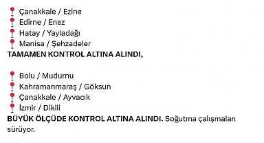 Bakan Yumaklı: 8 yangın kontrol altına alındı