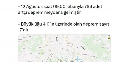 Balıkesir'de 17'si 4'ün üzerinde 786 artçı deprem oldu