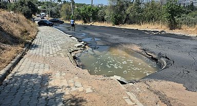Bodrum'da ana su isale hattı patladı, tonlarca su boşa aktı