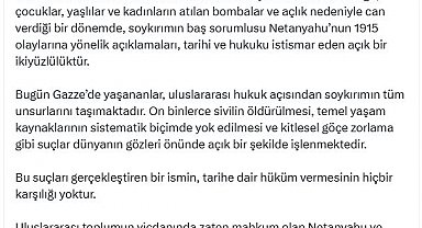 Burhanettin Duran: Netanyahu'nun 1915 olaylarına yönelik açıklamaları ikiyüzlülüktür
