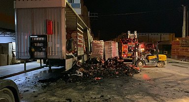 Bursa'da mangal kömürü yüklü TIR'da yangın