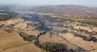 Çanakkale'de orman yangını kontrol altında; yanan alanlar dronla görüntülendi