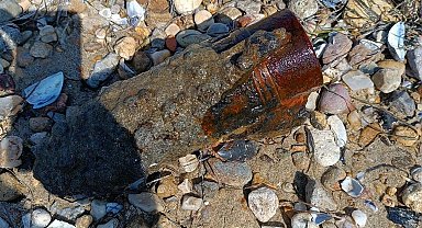 Çanakkale'de sahilde patlamamış top mermisi bulundu